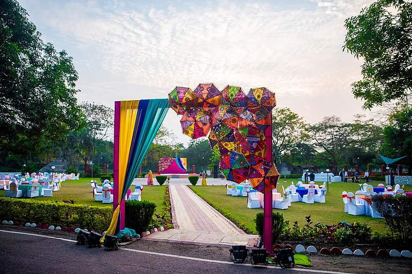 Upcycled umbrellas at a function handled by the Greenmyna team